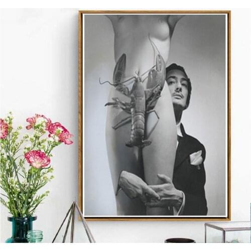 NEW Diamond Embroidery Modern Salvador Dali Art Portrait Poster Sexy Nude Girl and Shrimp Pictures For Living Room Decor