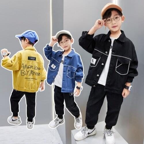 New Autumn Baby Boys Jackets Coats Letter Outerwear Cotton Denim jacket 4 5 6 7 8 9 10 11 12 13 Years Cowboy Childrens Clothes
