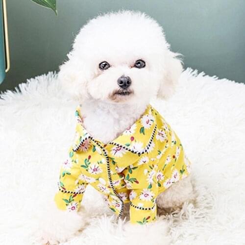 Pet Pajamas Spring Summer Flower Printing Breathable Two-legged Dog Puppy Pajamas Pet Cloth Dog Supplies