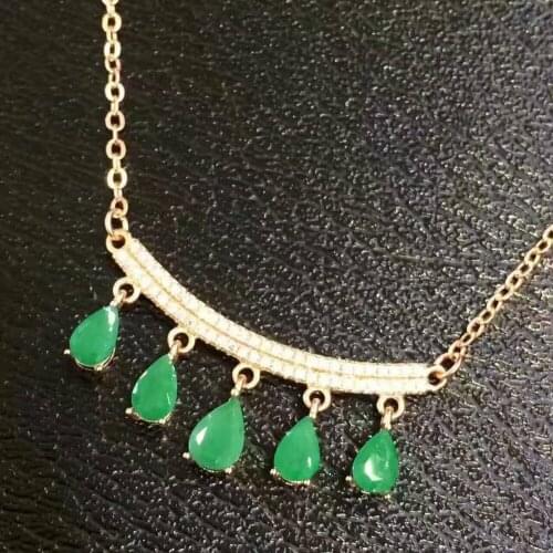 Natural green emerald Pendant natural gemstone pendant necklace S925 silver Elegant Lovely Smiling face girl gift fine jewelery