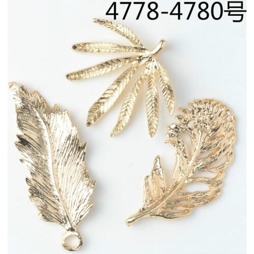 High Quality 50Pcs Gold Color Zinc Alloy Big Leaf Charms Feather Pendants For DIY Handmade Jewelry Making