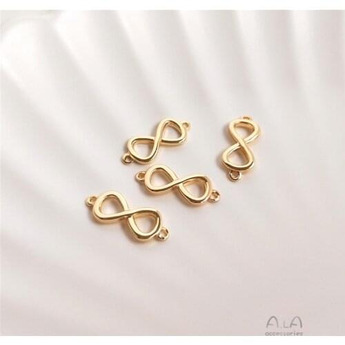 14K Gold Filled Double hanging 8 button infinite love bracelet clavicle necklace pendant DIY first accessories accessories