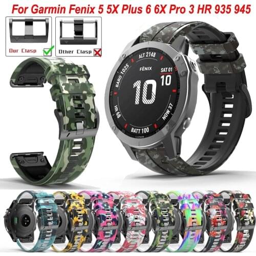 Pringting Silicone Replacement Strap For Garmin Fenix 6 6X Pro 5 5X Plus 3HR Easy Fit Quick Release Wristband Band Correa22 26mm