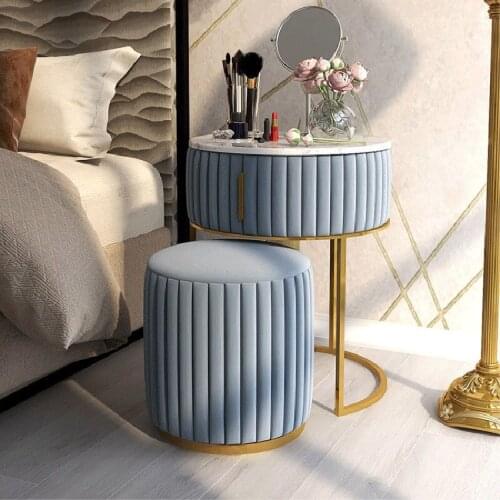 Nordic Light Luxury Marble Dressing Table Small Apartment Bedroom Furniture Set Dressing Table and Chair Flannel Dressing Table