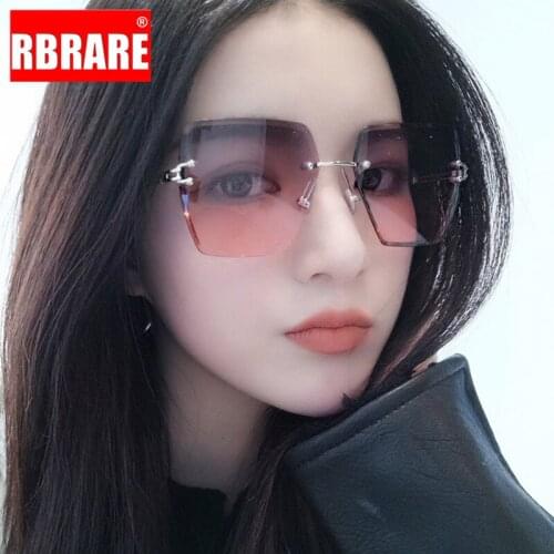 RBRARE Rimless Sunglasses Women Luxury Brand Designer Sunglasses for Women Square Gradient Sunglasses Women Metal Gafas De Mujer