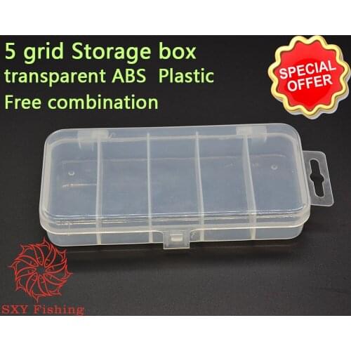 SXY FISHING 5 Small grid Transparent ABS Plastic Storage box Environmental Protection Tool box Colorless and tasteless part