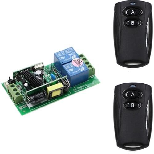 Smart Home AC85V-250V 10A Relay Receiver and Black Transmitters RF Wireless Remote Control Switch with Learning Code 315Mhz
