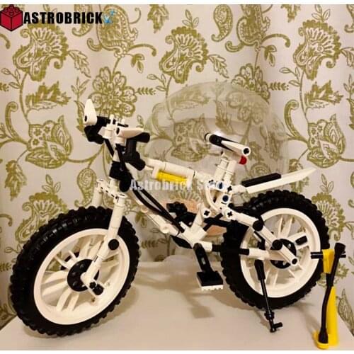 High-tech City Bicycle Mountain Folding Bike With Inflator Model Building Blocks Bricks For Children Birthday Toys Gifts