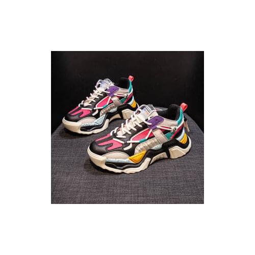 Womens Sneakers 2021 Summer New Design Women Casual Shoes Streetstyle Mixed Colors Ladies Chunky Sneakers Height Increasing