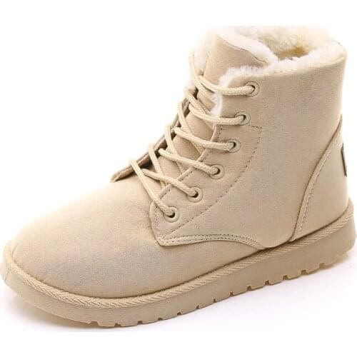 Womens Suede Ankle Boots All-match Cotton Shoes Winter Plus Velvet Snow Boots