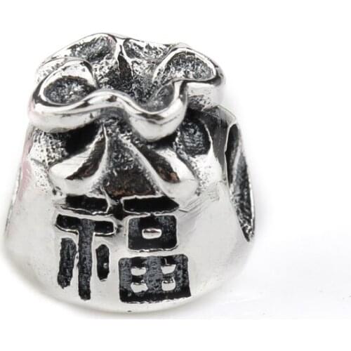 925 Sterling Silver Lucky Money Bags Charm Beads fit Original Charm Bracelet Bangles DIY Jewelry Making