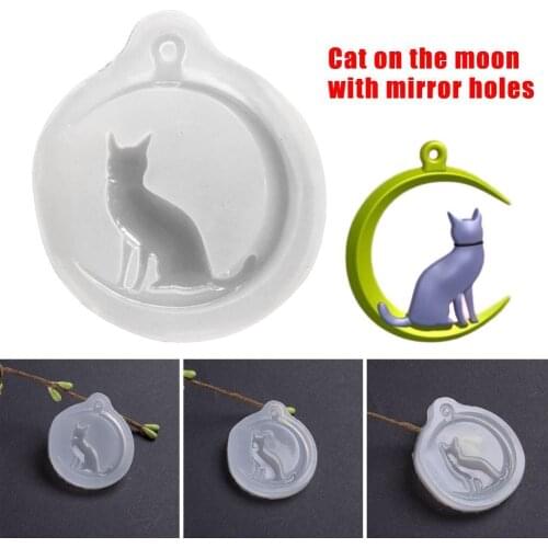 1pc Clear Epoxy Resin Liquid Mold Moon Cat Silicone Mould Pendant Jewellry Making Epoxy Casting Resin Craft Necklace O2K6