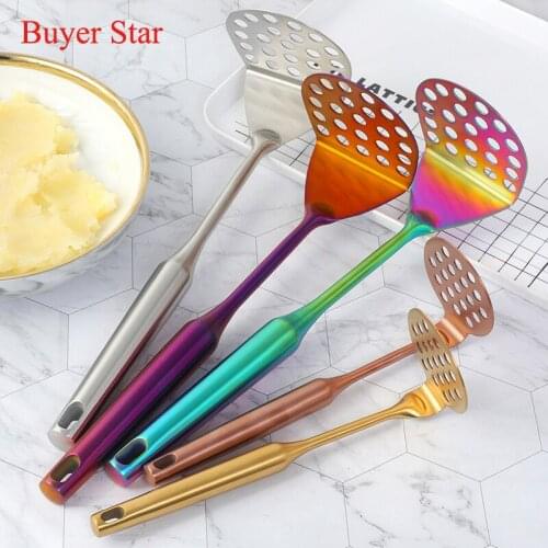 1PC 18/10 Stainless Steel Pressed Potato Masher Ricer Puree Juice Maker Potato Pusher Smooth Mashed Potatoes Crusher Fruit Tools