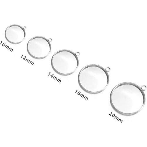 20Pcs Copper Fit 10mm 12mm 14mm 16mm 20mm Round Cabochon Single Hook Settings Tray Bezel Blank For DIY Making