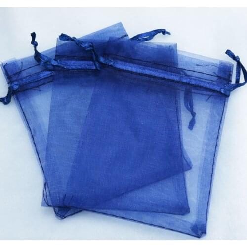 200Pcs Navy Organza Bags 20x30cm Big Wedding Christmas Boutique Gifts Jewelry Packaging Bag Cute Organza Drawstring Gift Bags