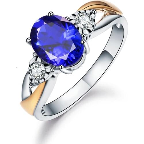 2021 New High Quality Imitation Natural Tanzanite Sapphire Rings for Women Elegant Wedding Engagement Jewelry Luxury Rings