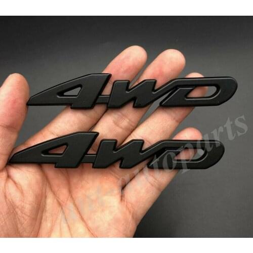 2x Metal Black 4WD V6 Vintage Car Trunk Emblem Badge Decals Sticker