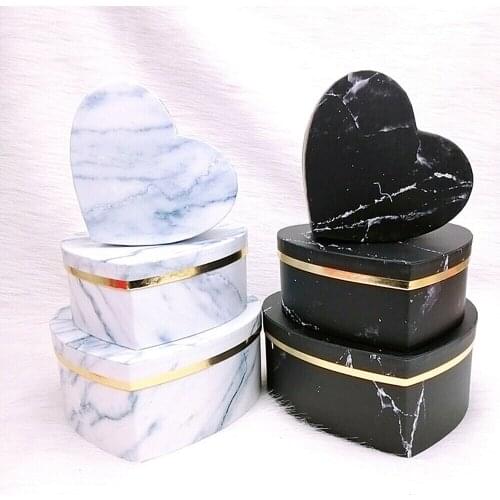 3pcs/set Heart Shaped Marbled Pattern Gift Box Candy Container Packaging Wedding Party Case DIY Flower Birthday Gift Boxes