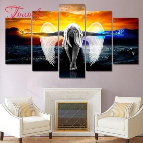 Full Square Drill 5D DIY Diamond Painting,"angels wings"wall sticker 3D Embroidery Cross Stitch Mosaic home Decor Gifts 5pcs