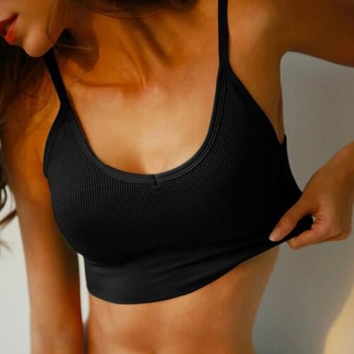 Women Tank Crop Top Bra Underwear Seamless Tube Back Hollow Lingerie Wire Free Intimates With Removable Padded Solid Color