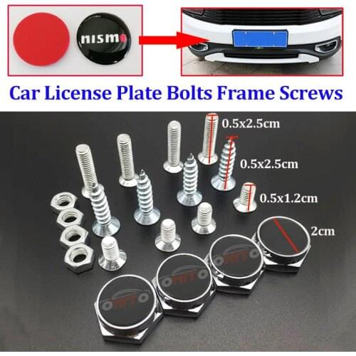 For Nismo Bolts Car License Plate Frames Tag Cap Screw Caps for nissan Teana Sylphy Qashqai Livina Tiida Cube VERSA Leaf Rogue