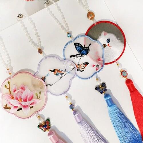 Double side Handwork Embroidery Patterns Car Hanging Home Ornaments interior Decoration Chinese style Crafts Auto Pendant Gifts