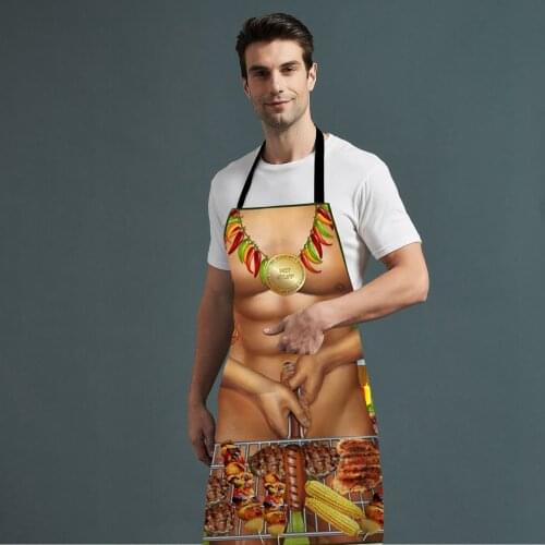 3D Funny Printed Adult Apron For Men Sleeveless Hanging Kitchen Aprons For Cooking Baking Multipurpose Household Cleaning Apron