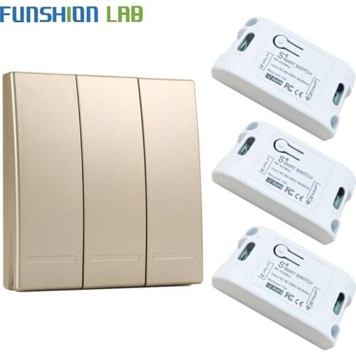 FUNSHION 433Mhz Wireless Smart Home Switch RF Remote Control AC 110V 220V Receiver Wall Panel Push Button Bedroom Lamp Light