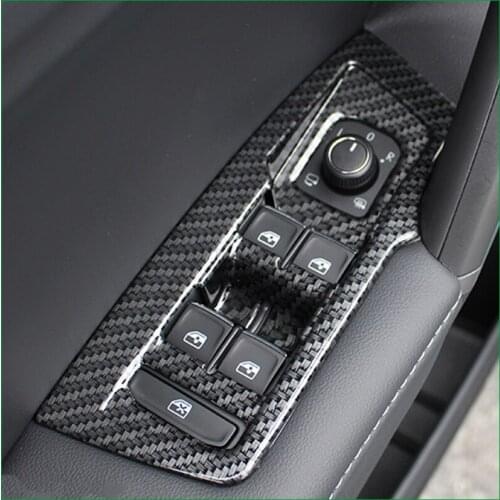 For Volkswagen VW Tiguan MK2 2017 2018 ABS chrome door Window glass panel Armrest Lift Switch Button Cover trim frame LHD
