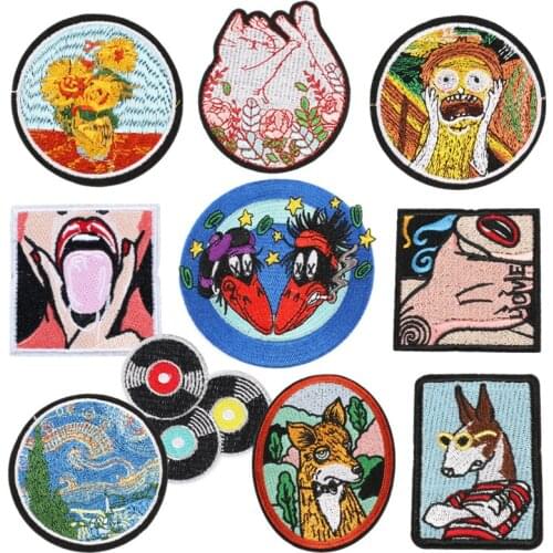 Arts Embroidery Label Clothes Iron on Patches Van Gogh Painting Sewing Patterns Jackets Appliques Personalized Patch Wholesale