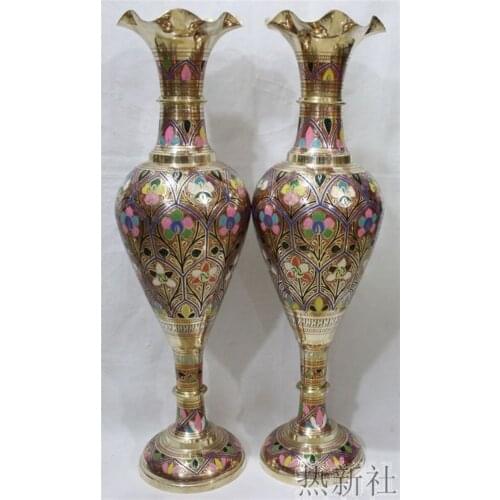 India imported bronze vase handicraft bronze 80 cm tall, square meters of copper vase