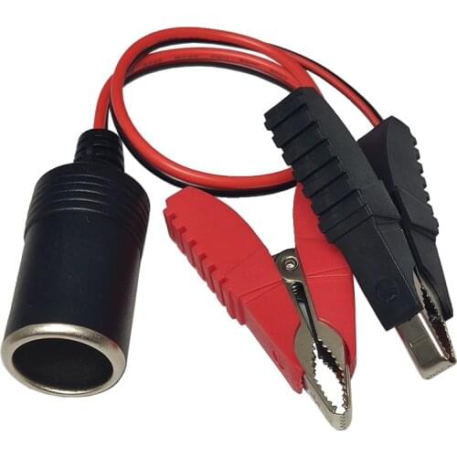 JKM 12-24V Car Cigarette Lighter Battery Clamp Clip Adapter Splitter Car-style Power Socket Adaptor Camping Battery Pump Power