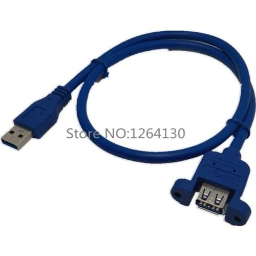 USB3.0 Male to Female Cable USB 3.0 A Male to A Female Extension Cable Panel Mount Screw Lock Connector Adapter 0.3m/0.6m/1m/3m