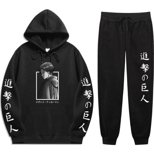 2021 Anime Attack On Titan Printing 2 Pieces Sets Winter Sweatshirt+Drawstring Pants Hoodies hoodie sets Casual Sweatshirt