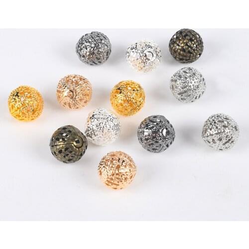 10-200Pcs 4-20mm Round Seed Spacer Beads Bracelet Necklace Earrings Filigree Hollow Ball Bead Caps For Jewelry Making Supplies