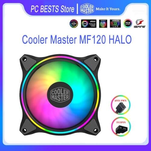 Cooler Master MF120 HALO 120mm Computer Case fan PWM Addressable RGB CPU Cooling quiet Replaces Fan