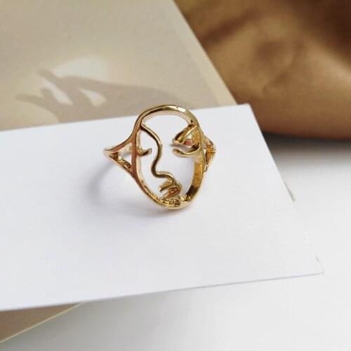 LATS New Creative Hollow Face Rings for Women Metal Index Finger Ring Trendy Hip Hop Joint Smiley Ring 2021 Fashion Jewelry