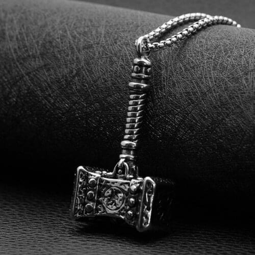 Fashion titanium steel new Thor hammer pendant punk necklace retro stainless steel casting pendant hot sale