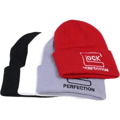 Men Tactical Glock Letter Knitted hat Crochet Elastic Cap Skullies Warm Winter Unisex Beanie Ski Hat Outdoor Hunting Jungle Hats