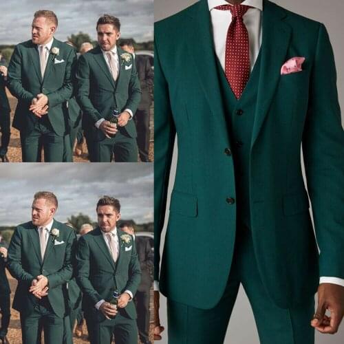 Latest Design Costume Homme Green Men Suits Wedding Business Party Prom Dinner Evening Formal 3 Pieces (Jacket+Pants+Vest)