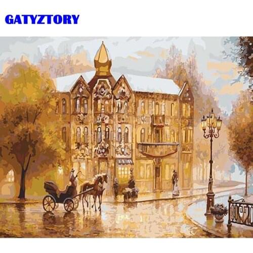 Frameless Europe City DIY Painting By Numbers Home Wall Art Decor Kits Acrylic Paint On Canvas Hand Painted For Living Room Arts