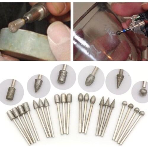 20pcs/Bag Shank Diamond Grinding Burr Drill Bits Sets for Dremel Tool Rotary