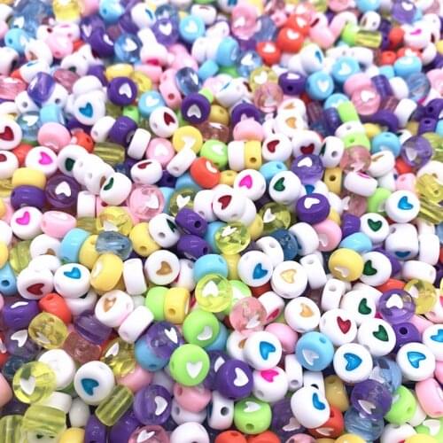 New 100pcs/Lot 6mm Acrylic Spaced Beads Round Shape Love heart Beads For Jewelry Making DIY Bracelet Jewelry Accessories