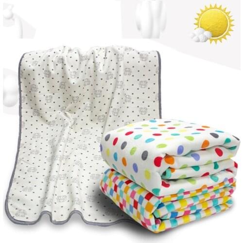 100x70 Baby Soft Blanket Newborn Double Layer Thermal Flannel Solid Color Swaddle Blankes Infant Bebe Cotton Bedding Quilts Wrap