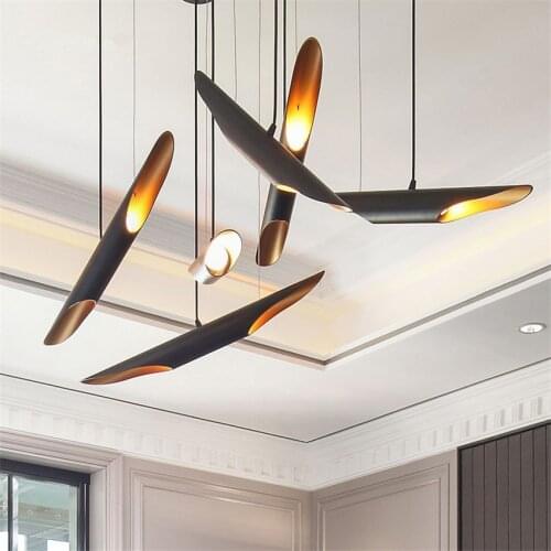 Nordic Long Tube Slant Aluminum Pendant Lights Modern Restaurant Bar Bedroom Clothing Store Hanging Lamps Double Head Lighting