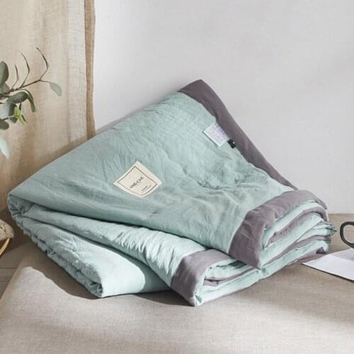 Japanese simple washable cotton summer coverlet air conditioning sheet double summer cool coverlet printed summer coverlet