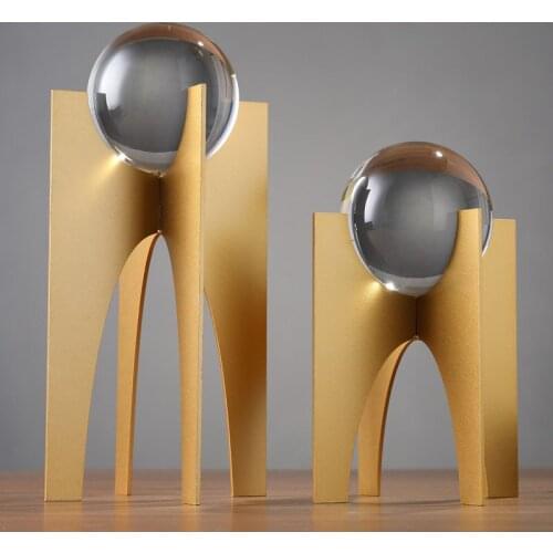 SIMPLE MODERN CRYSTAL BALL METAL ORNAMENT ART TV CABINET OFFICE DESKTOP FURNISHING CRAFTS HOME LIVINGROOM TABLE FIGURINES CRAFTS