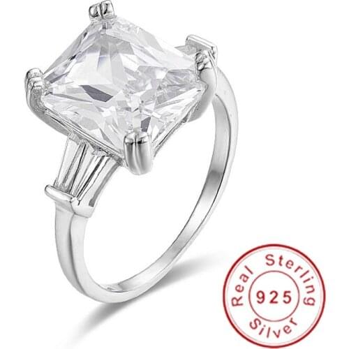 Luxury Square 4ct Radiant cut diamond Rings For Women Hot Sale Real 925 Sterling Silver Wedding Ring Finger Engagement Jewelry