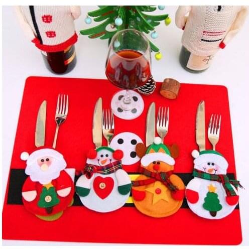 Christmas Santa Claus Tableware Set Cover Case Storage Bags Knife Fork Bag Dinner Party Decor Container Organizer Pouch Hot
