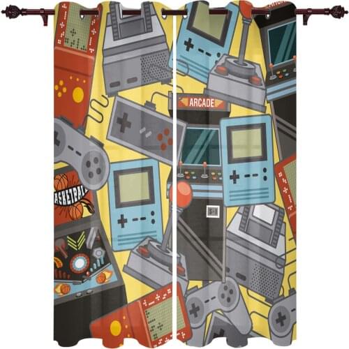 Video Game Handle Kitchen Curtain Kids Bedroom Living Room Balcony French Windows Curtain Fabric Pergola Bathroom